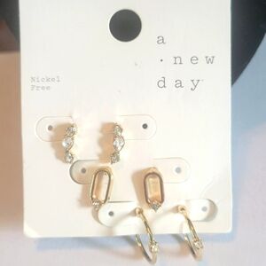 🌟A New Day Gold and Silver Tone Earrings Trio